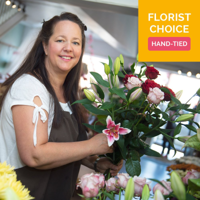 Florist Choice Hand-tied - An expert artisan florist will design a hand-tied filled with the finest quality seasonal flowers, perfectly wrapped and delivered in water. Florist Choice Hand-tied - An expert artisan florist will design a hand-tied filled with the finest quality seasonal flowers, perfectly wrapped and delivered in water.