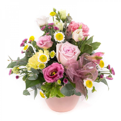 Pot of Happiness - A small but choice selection of flowers arranged in a petite container. Pot of Happiness - A small but choice selection of flowers arranged in a petite container.