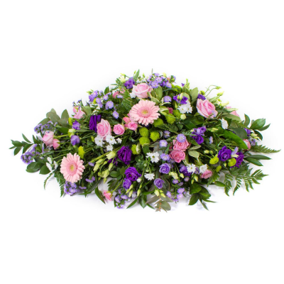 Single Ended Spray SYM-306 - This single ended spray is made using a mix of purple and pink flowers and contrasting foliage. Same day delivery may not be possible on this design – please contact us to discuss your requirements. Single Ended Spray SYM-306 - This single ended spray is made using a mix of purple and pink flowers and contrasting foliage. Same day delivery may not be possible on this design – please contact us to discuss your requirements.