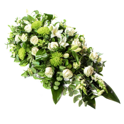 Double Ended Spray SYM-313 - This all white and green double ended spray is lovingly made to order by our skilled in-house florists. Double Ended Spray SYM-313 - This all white and green double ended spray is lovingly made to order by our skilled in-house florists.